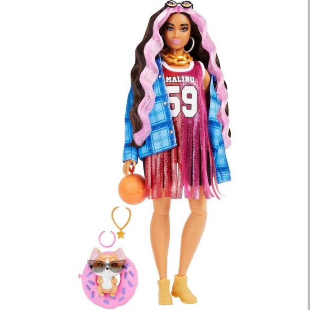 🐦●Barbie Extra Doll and Pet #13 - Basketball Jersey Dress